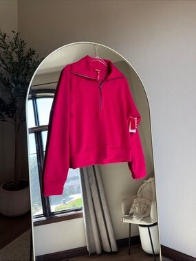 SPANX AirEssentials Bright Pink Half-Zip Sweatshirt